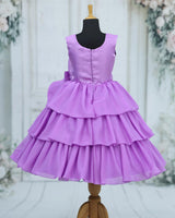 Organza Sleeveless Layered Floral Full Length Gown - Lavender(New)