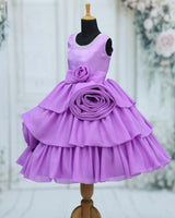 Organza Sleeveless Layered Floral Full Length Gown - Lavender(New)