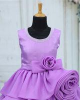Organza Sleeveless Layered Floral Full Length Gown - Lavender(New)