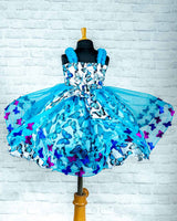 Huge Gorgeous Blue Butter Fly Printed Gown