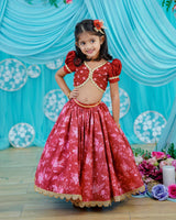 Maroon and Peach Kids Lehenga Online | Designer Kids Clothes Online in Tamil Nadu