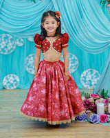 Maroon and Peach Kids Lehenga Online | Designer Kids Clothes Online in Tamil Nadu
