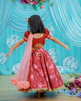 Maroon and Peach Kids Lehenga Online | Designer Kids Clothes Online in Tamil Nadu