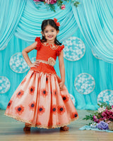 Peach and Red Skirt and Top for Girls Online | Premium Quality Kids Wear Online in India