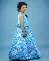 Kids Pleated Strap Top and Printed Skirt Online | Kids Ethnic Wear