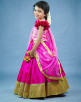 Kids Pink Brocade Lehenga Set Online | Kids Ethnic Wear Online
