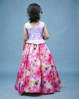 Kids Pink and Lavender Floral Print Skirt and Top Online | Designer Kids Clothes Online in Tamil Nadu