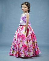 Kids Pink and Lavender Floral Print Skirt and Top Online | Designer Kids Clothes Online in Tamil Nadu