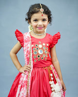 Buy Kids Pink Mirror Work Skirt and Top Online | Kids Skirt and Top Online In India