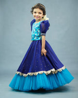 Kids Blue Brocade Skirt and Top Online | Traditional Kids Wear Online in India