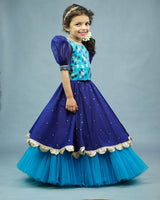 Kids Blue Brocade Skirt and Top Online | Traditional Kids Wear Online in India