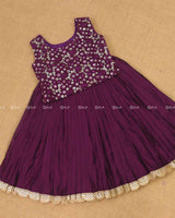 Plum Color Skirt With Embroidery Material Top-C