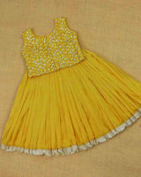 Golden Yellow Color Skirt With Embroidery Material Top.