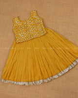 Golden Yellow Color Skirt With Embroidery Material Top.