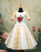 Hibiscus Hand Painted Ethinic Top and Skirt