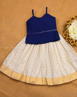 Navy Blue and Ivory Off White Ethnic Top and Skirt.