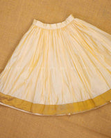 Pink Brocade Top With Off White Skirt