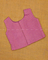 Pink Brocade Top With Off White Skirt