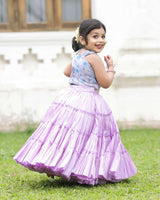 Lavender Pleated Lehenga With Floral Top