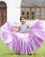 Lavender Pleated Lehenga With Floral Top