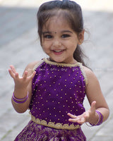 Plum Purple Skirt And Top With Delicate Lace Detailing