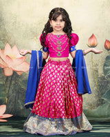 Layered Necklace Ari Work Magenta Top And Pleated Skirt With Dhupatta