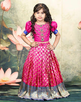 Layered Necklace Ari Work Magenta Top And Pleated Skirt With Dhupatta