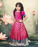 Layered Necklace Ari Work Magenta Top And Pleated Skirt With Dhupatta