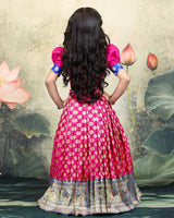 Layered Necklace Ari Work Magenta Top And Pleated Skirt With Dhupatta