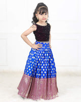 Royal Blue and Purple HandWorked with Pearl Skirt and Top