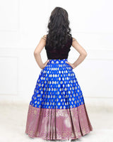 Royal Blue and Purple HandWorked with Pearl Skirt and Top