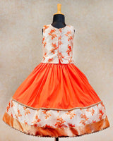 Coral Printed Sleeveless Skirt And Top
