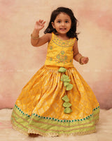 Yellow and Green Rich Hand Worked Brocade Lehenga