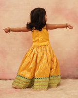 Yellow and Green Rich Hand Worked Brocade Lehenga