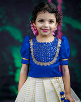 Kids Kerala Kasavu Skirt & Top Online | Kids Ethnic Wear Tamilnadu