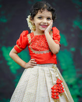 Kids Kerala Kasavu Skirt & Top Online | Traditional Kids Wear India