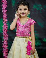 Buy Kids Tissue Pattu Pavada Online | Kids Ethnic Wear Online in India