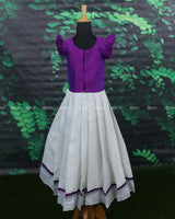 Purple and silver tissue combo pattupavada set