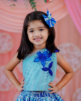 Blue Skirt and One Shoulder Top for Kids Online | Buy Kids Designer Party Wear Online