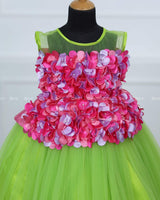 Lime Green and Pink Peplum Petal Frock