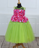 Lime Green and Pink Peplum Petal Frock