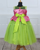 Lime Green and Pink Peplum Petal Frock