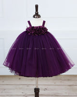 Deep Purple Gown with Thick Flower filled in Yoke