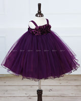 Deep Purple Gown with Thick Flower filled in Yoke