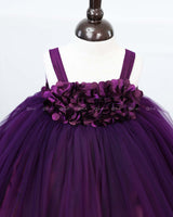 Deep Purple Gown with Thick Flower filled in Yoke