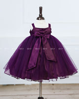 Deep Purple Gown with Thick Flower filled in Yoke