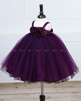 Deep Purple Gown with Thick Flower filled in Yoke