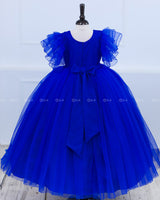 Royal Blue Partywear Frock with Spreaded Sky Blue Butterflies