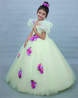 Pastel Green Gown with Ruffled Sleeves