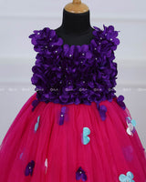 Pink and Purple Flower Petals frock